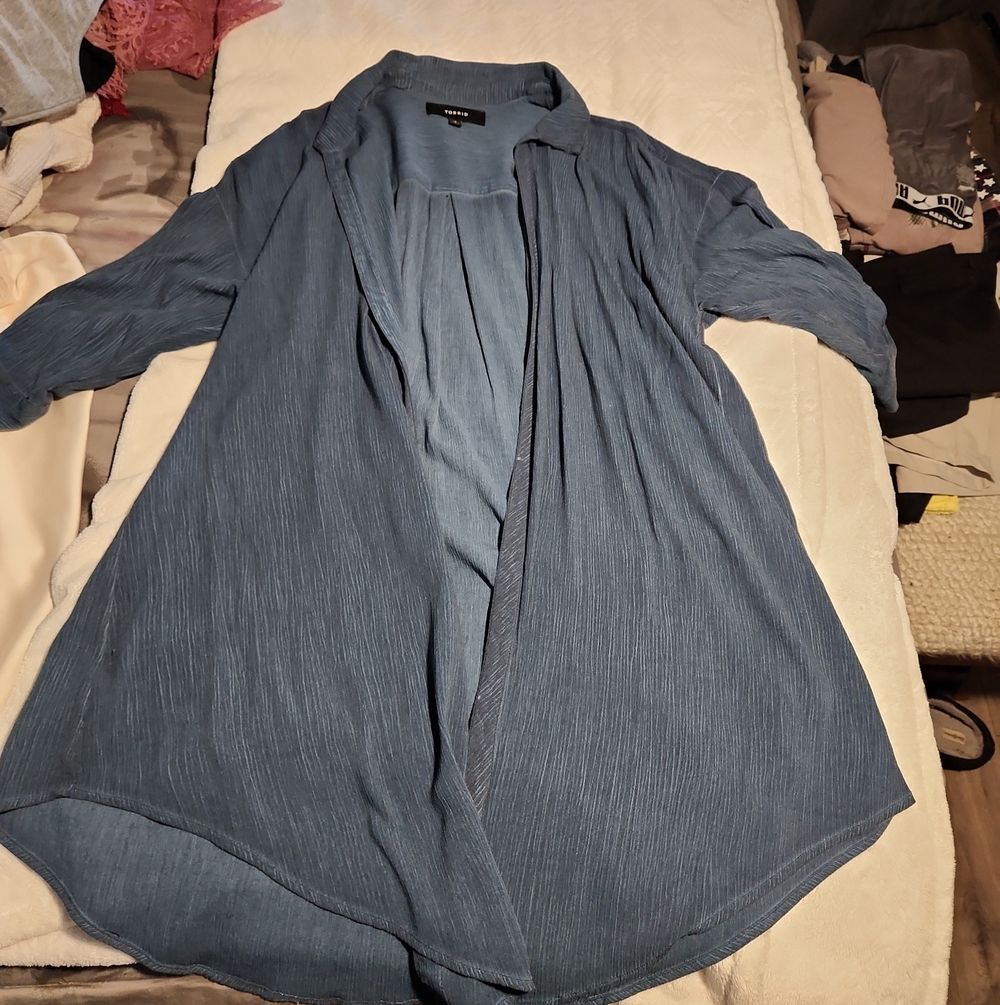 torrid Blue Lightweight Open Front Blazer Jacket
